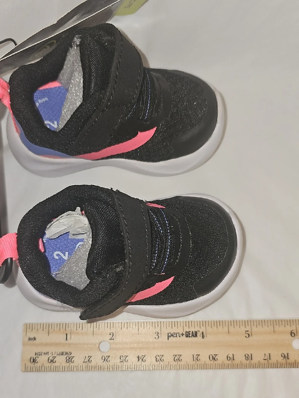 Athletic Works Baby Girls Mesh Jogger Sneakers Size 2 Black New